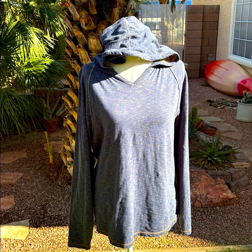 ROWM Men's Blue Hooded Shirt Size L
